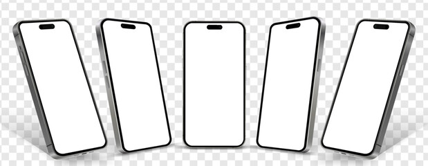 Fototapete - Realistic smartphone mockup. Mobile phone vector with isolated on white background. Device front view. 3D mobile phone with shadow. Realistic, high quality smart phone mockup for ui ux presentation.