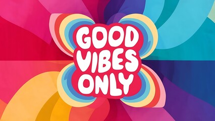 Good Vibes Only colorful background and text (T-shirt Design Motivational Quote, Illustration ,Typography)