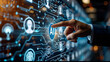 © Isuru - Hand Pointing at AI Interface on Futuristic Digital Screen