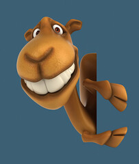 Wall Mural - Fun 3D cartoon camel vertical illustration