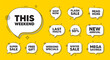 © blankstock - Offer speech bubble icons. This weekend tag. Special offer sign. Sale promotion symbol. This weekend chat offer. Speech bubble discount banner. Text box balloon. Vector