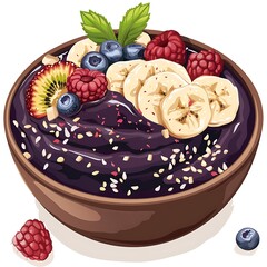 Wall Mural - Delicious Acai Bowl with Banana, Raspberry, and Blueberry Toppings.