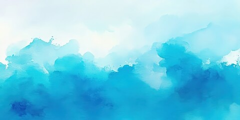 Sticker - Abstract blue watercolor background with sky and clouds