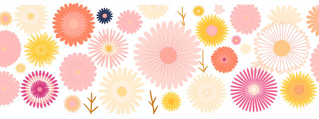 Canvas Print - Colorful Abstract Floral Pattern with Large and Small Flower Designs