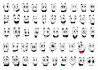 © GraphiStock - Cartoon faces. Expressive eyes and mouth, smiling and sad character face expressions. Caricature comic emotions or emoticon doodle. Isolated vector illustration icons set