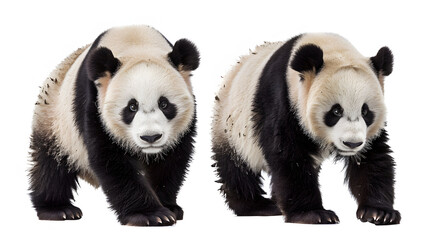 two years aged young giant pandas (ailuropoda melanoleuca), chengdu, sichuan, china isolated on white background, flat design, png