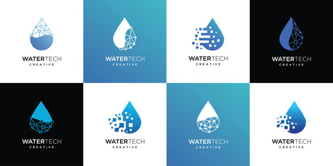 collection of Water Drop Logo vector Templates. Technology water logo icon