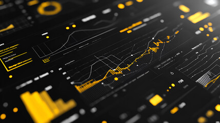 Wall Mural - Data-Driven Decisions in Black, White, and Yellow