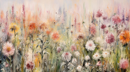 Wall Mural - Summer blooms in an impressionist landscape