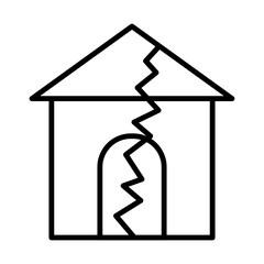 Sticker - Earthquake House line icon