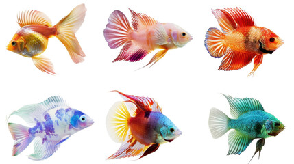 Wall Mural - Colorful fish set on transparent background