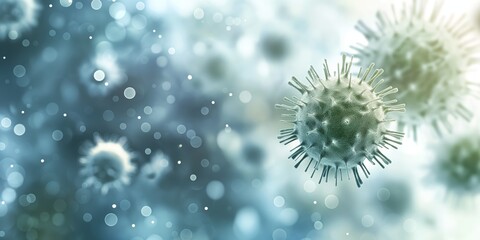 a close-up view of stylized microorganisms against a soft blue and white background, creating a gent
