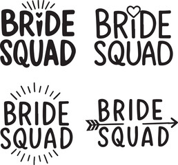 Canvas Print - Bride Squad Sayings Vector Set