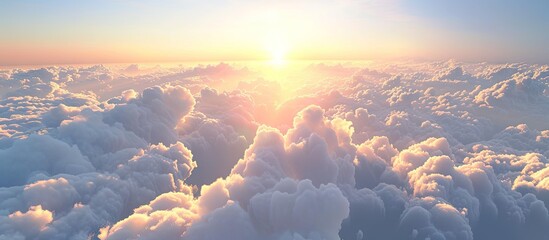 Aufkleber - A scenic view of the sky at sunrise with fluffy white clouds and a vast expanse of blue perfect for a copy space image