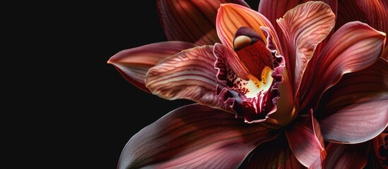 Aufkleber - In the garden an orchid known as Guarianthe skinneri is blooming beautifully in a close up shot creating a stunning copy space image
