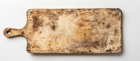 Wall Mural - an old plastic cutting board with signs of use set against a white backdrop contains empty space for