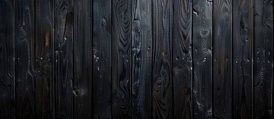 Wall Mural - Background featuring black wooden boards with copy space image