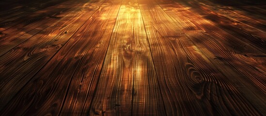 Poster - Background texture with warm filtered light on brown wooden surface including copy space image