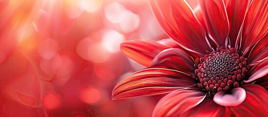Aufkleber - Close up view of a flower with vibrant red petals in a copy space image