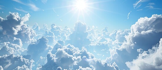 Wall Mural - A scenic view of a sunny sky peppered with fluffy clouds perfect for a copy space image