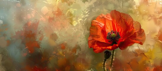 Wall Mural - Impressionistic multi shot photo with copy space image of a red poppy