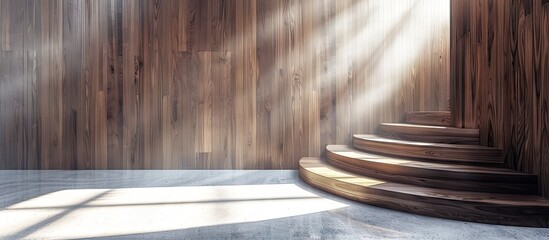 Poster - A wooden structure made from walnut wood featuring a classic black and white color scheme perfect for displaying copy space images
