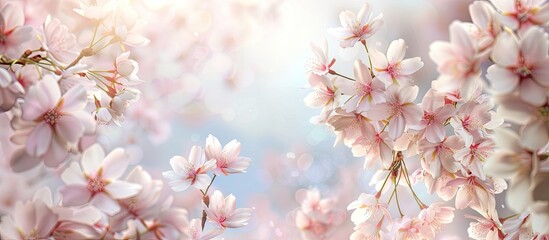 Aufkleber - Background of a blossoming cherry tree with copy space image