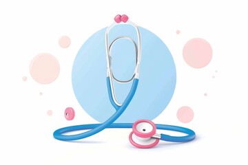 pink stethoscope with hearts on a blue background symbolizing healthcare love and medical care in a 