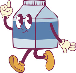Poster - Milk character retro groovy mascot