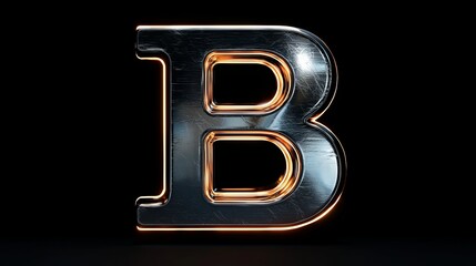 Wall Mural - The letter B in 3D form with glowing light on the letters edge