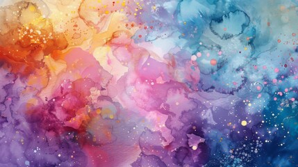 Fototapete - Abstract watercolor background with soft blends and splatters of color.