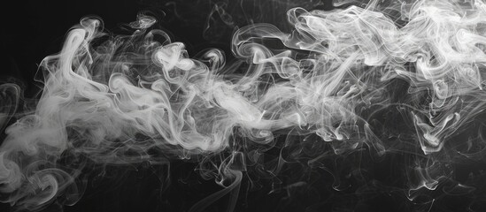 Poster - An abstract art piece featuring white smoke against a dark backdrop symbolizing the concept of darkness with copy space image