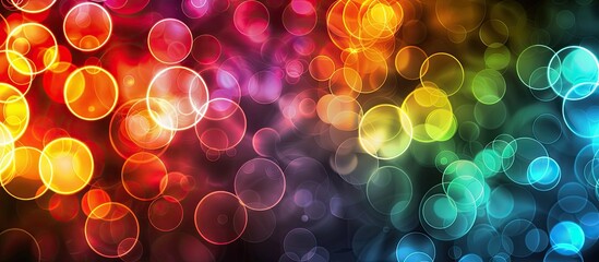 Leinwandbilder - Abstract background with vibrant circles of light providing copy space image