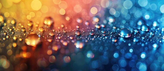 Poster - Bokeh effect on water droplets creates a gradient background suitable for various occasions includes copy space image for text placement