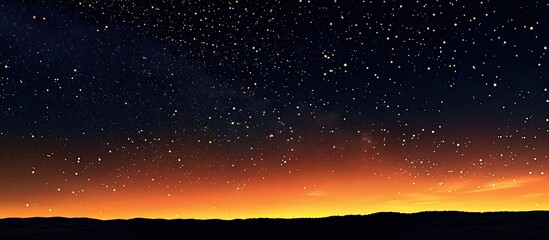 Wall Mural - colorful gradient sky at night with stars and sunset or sunrise hues in yellow and black tones creat