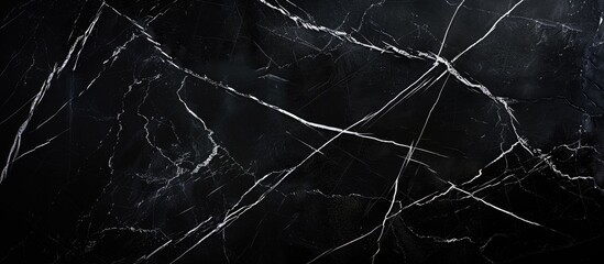 Sticker - Luxurious black marble wall texture with abstract white cracks suitable for adding text or images copy space image