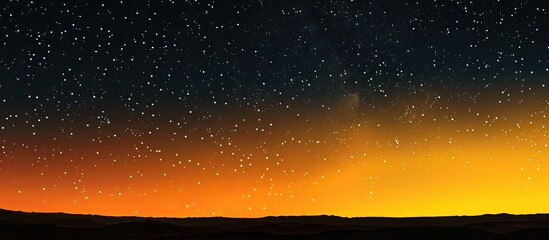 Wall Mural - colorful gradient sky at night with stars and sunset or sunrise hues in yellow and black tones creat