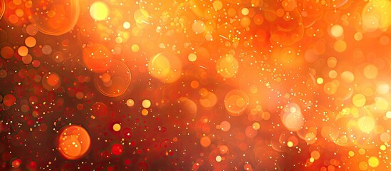 Leinwandbilder - A vibrant orange abstract background with sparkling bokeh effects creates an appealing display ideal for showcasing content with copy space image