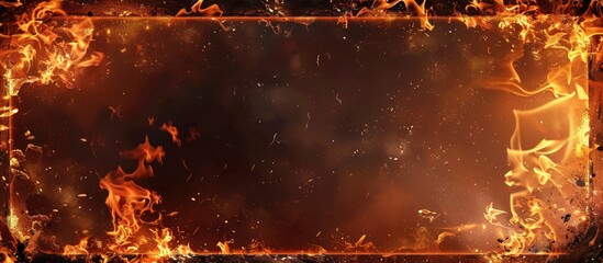 Leinwandbilder - A fire themed border with space for adding images. Creative banner. Copyspace image