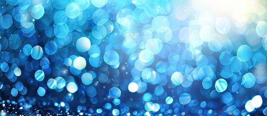 Leinwandbilder - Blue themed abstract bokeh background with copy space image included