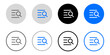 © moroz_stock - Text search icon. Document research symbol. Find sign. File analysis illustration. Lens pictogram. Grey, blue and black button.