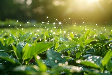 green plant growth with technology overlay