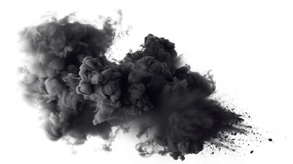 Abstract black smoke explosion isolated on tranparente background