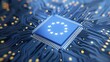 © ontsunan - European semiconductor chip emblem, intricate circuit designs, symbolizing technological advancement and integration within the European Unions digital landscape.