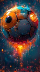 Wall Mural - soccer ball in fire