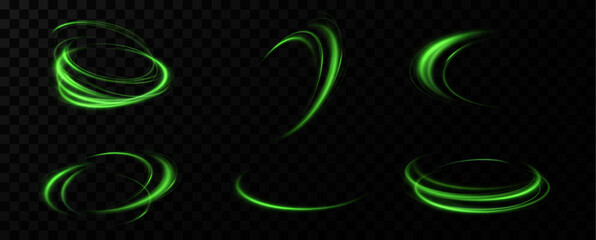 Poster - Green neon ring. Glowing circle. Glow effect. Round light frame. abstract light lines of movement and speed. Abstract light lines of movement and speed. light green ellipse.