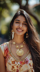 Wall Mural - close up of young indian woman