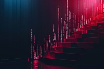 Wall Mural - minimalist illustration of a stock ticker with ups and downs, market behavior, investment gains and 
