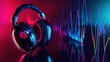 © Anak - Headphones and Sound Waves in Vibrant Neon Colors