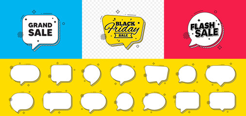 Sticker - Flash sale chat speech bubble. Grand sale tag. Special offer price sign. Advertising discounts symbol. Grand sale chat message. Black friday speech bubble banner. Offer text balloon. Vector